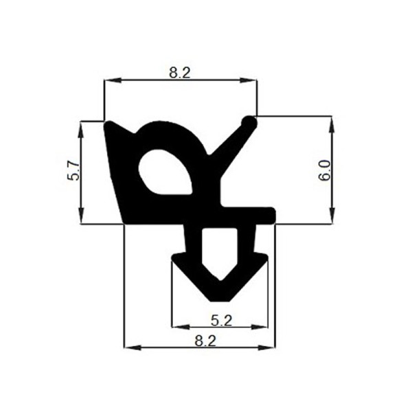 REHAU-01 (S-1387) EPDM gumija PVC logiem, melna